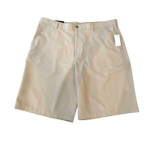 IZOD Golf Mens Modern Performance Shorts 40 Tan Classic Fit Sun Control Wicking